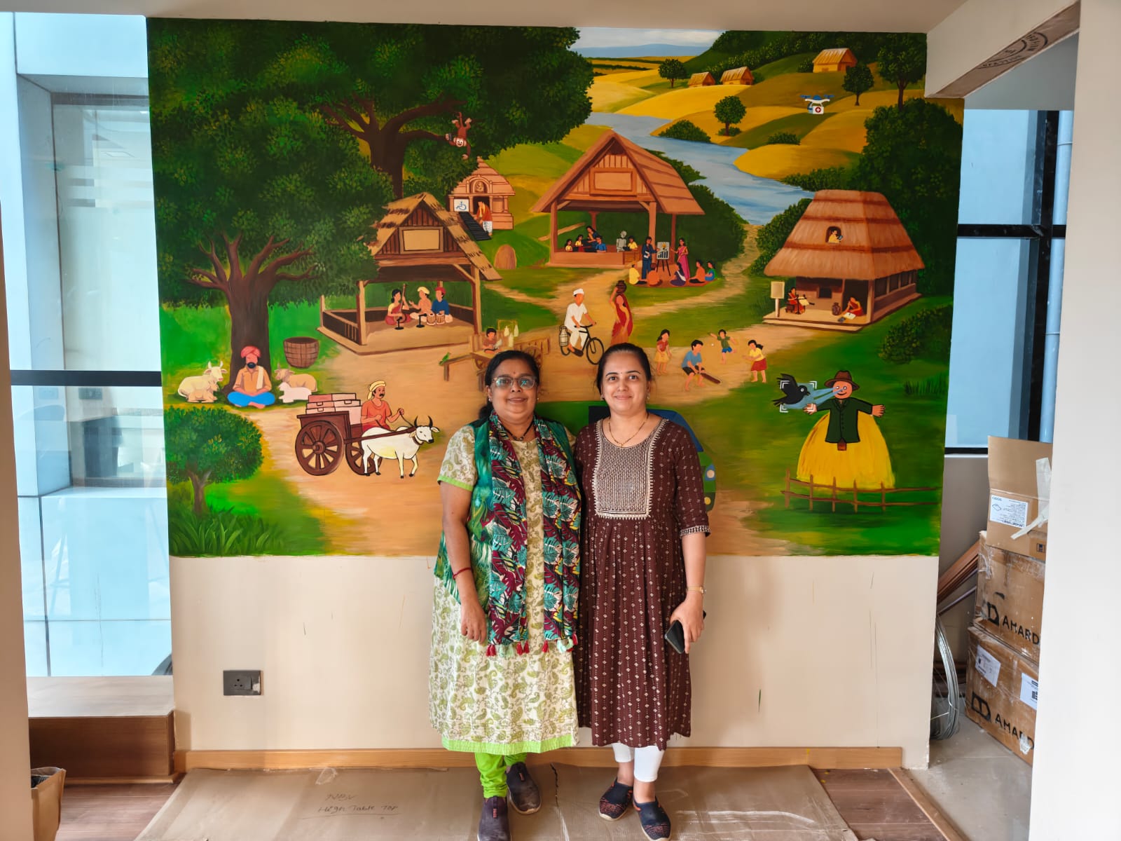 Artists with hearing impairment curated 9.65 ft x 8.5ft wall mural at Next Bharat Ventures