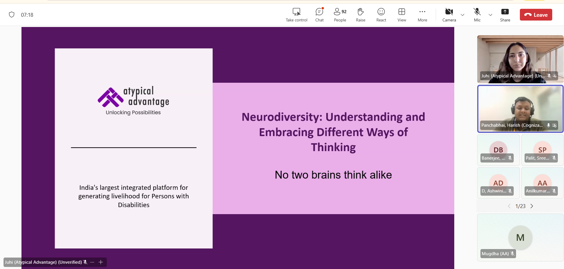 Cognizant neurodiversity workshop